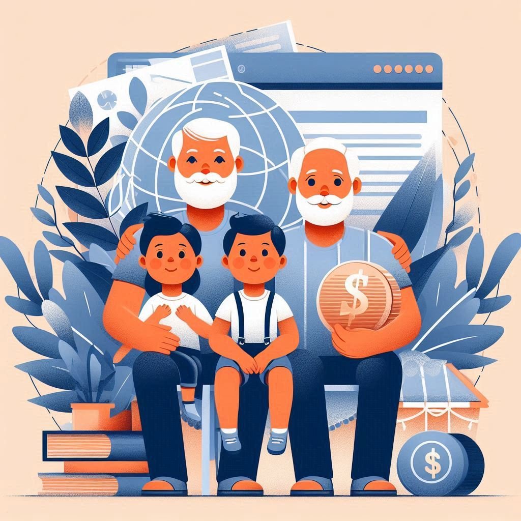 Illustration of a family and legal documents