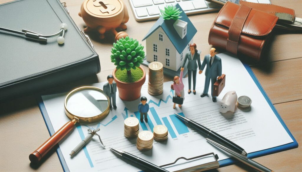 Family standing on a legal plan