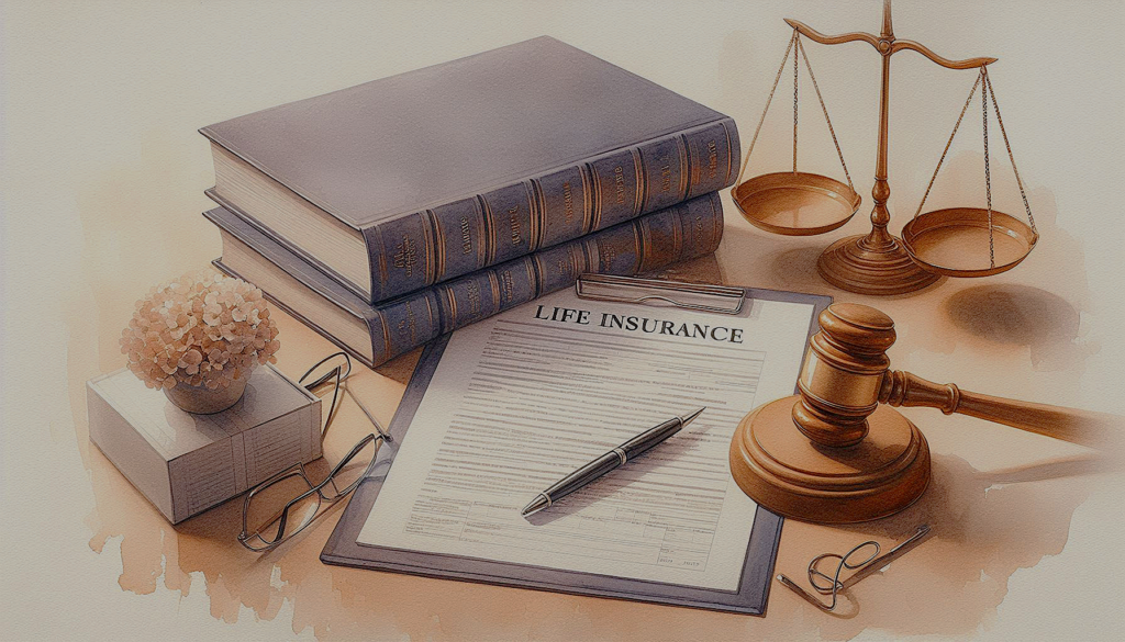 A legal document for an Irrevocable Life Insurance Trust (ILIT) with a pen, life insurance policy, and gavel on a wooden table.